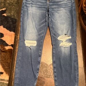 American Eagle Outfitters Ripped Mid-Blue Skinny Jeans